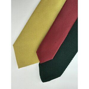 VTG ASSORTED LOT OF 3 - Red, Green & Yellow Silk / Wool Ties Made in Italy